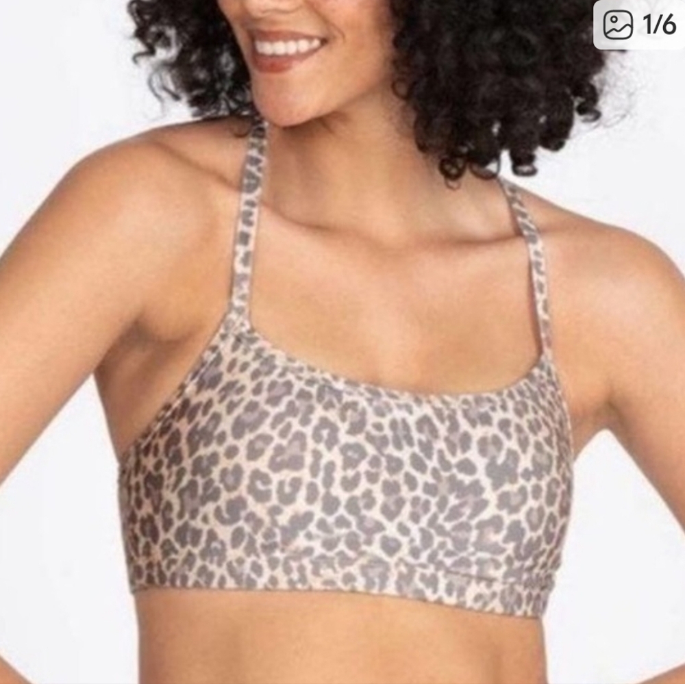 Johnny Was Calme Endurance Leopard Print Sports Bra NWT sz S